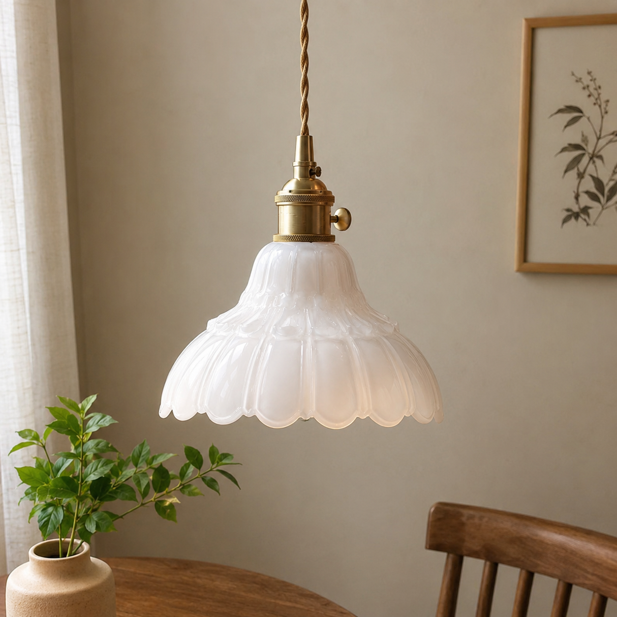 Milk Glass Pendant Lamp